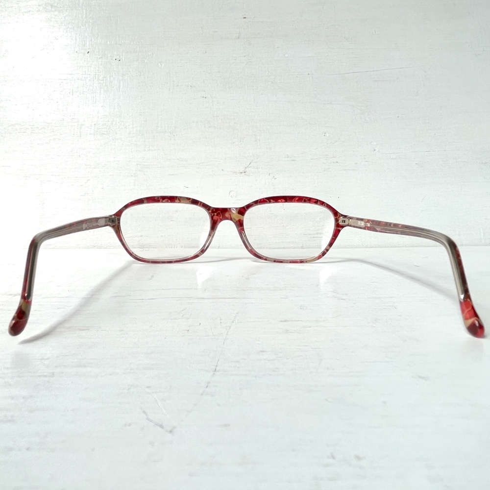 Vintage BINOCLE Fire Mosaic Confetti Red Orange Multi Marble Eyeglasses France - Picture 8 of 13